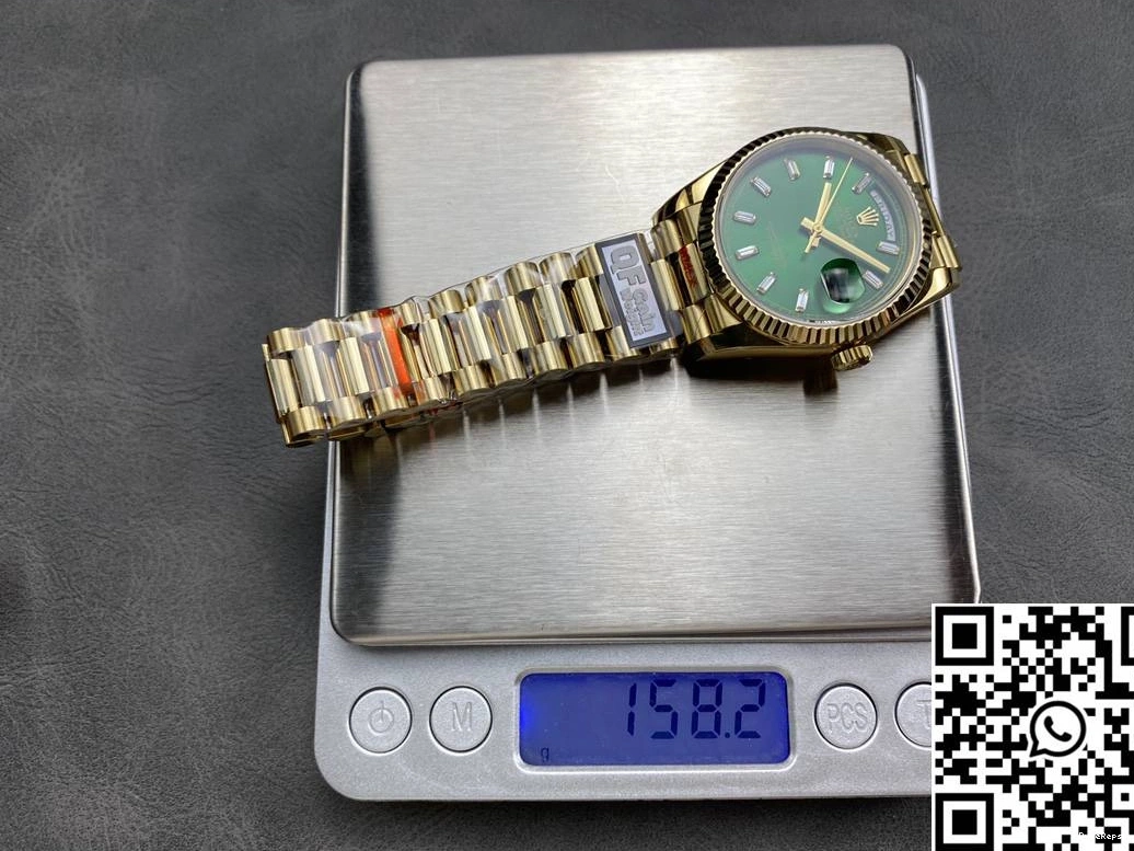Tungsten Rolex M128238-0130 Day Dial 36mm Gold Factory Steel Yellow QF Date Green v5 0715